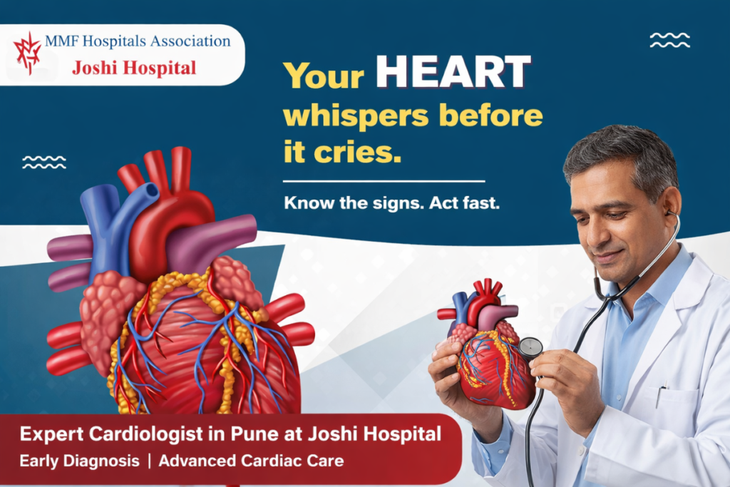 Cardiologist in Pune at Joshi Hospital demonstrating heart anatomy