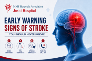 Early warning signs of stroke infographic by MMF Hospitals Association’s Joshi Hospital in Pune