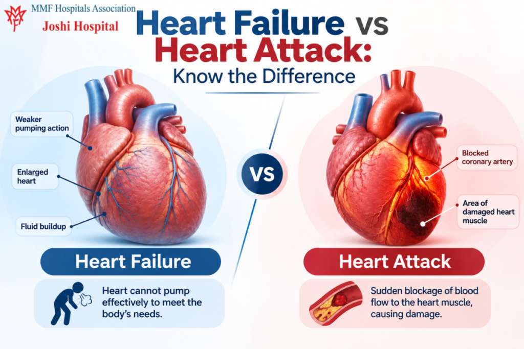 Heart failure vs heart attack difference